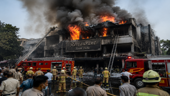 مصرع 21 شخصاً وإصابة العشرات في حريق مروع بمطعم جنوب نيودلهي